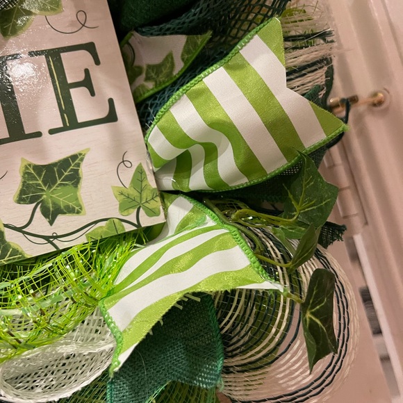 Wreath -SPRING “Welcome” Wreath SILK IVY -Clean, Green large very full 24” CHIC - Picture 5 of 8